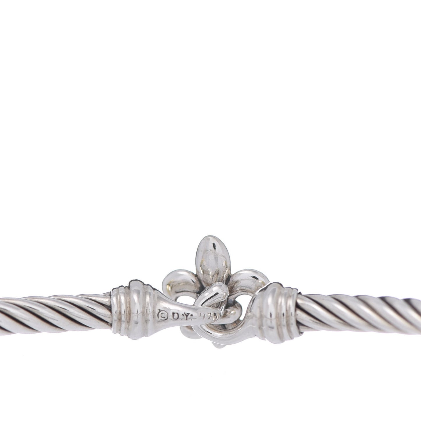 Sterling Silver 18K Yellow Gold 3mm Cable Collectibles Fleur De Lis Bracelet