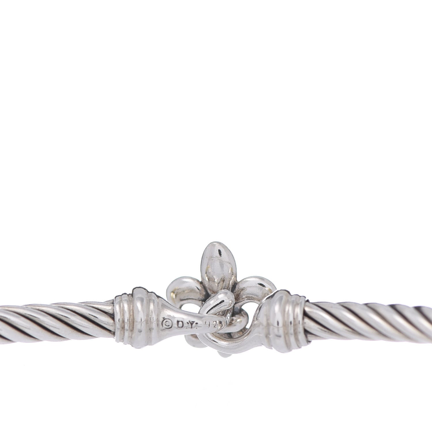 David Yurman Sterling Silver 18K Yellow Gold 3mm Cable Collectibles Fleur De Lis Bracelet 4 of 4