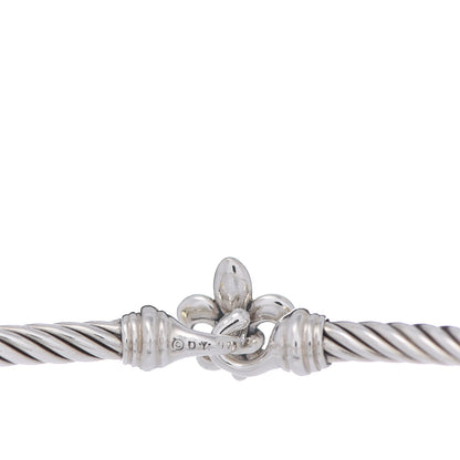 David Yurman Sterling Silver 18K Yellow Gold 3mm Cable Collectibles Fleur De Lis Bracelet 4 of 4