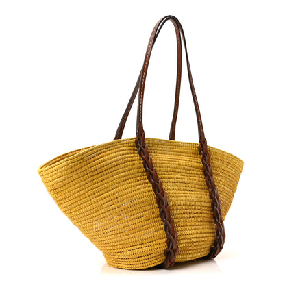 Prada Paglia Vitello Woven Braided Basket Tote Yellow Cognac 3 of 9