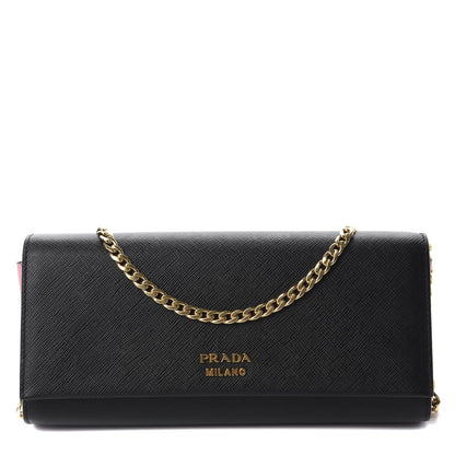 Prada City Calfskin Saffiano Pochette Black Granato 1 of 9