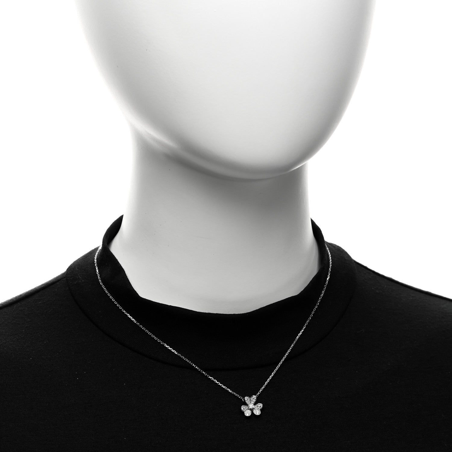 Van Cleef & Arpels 18K White Gold Diamond Mini Frivole Pendant Pave Necklace 2 of 6