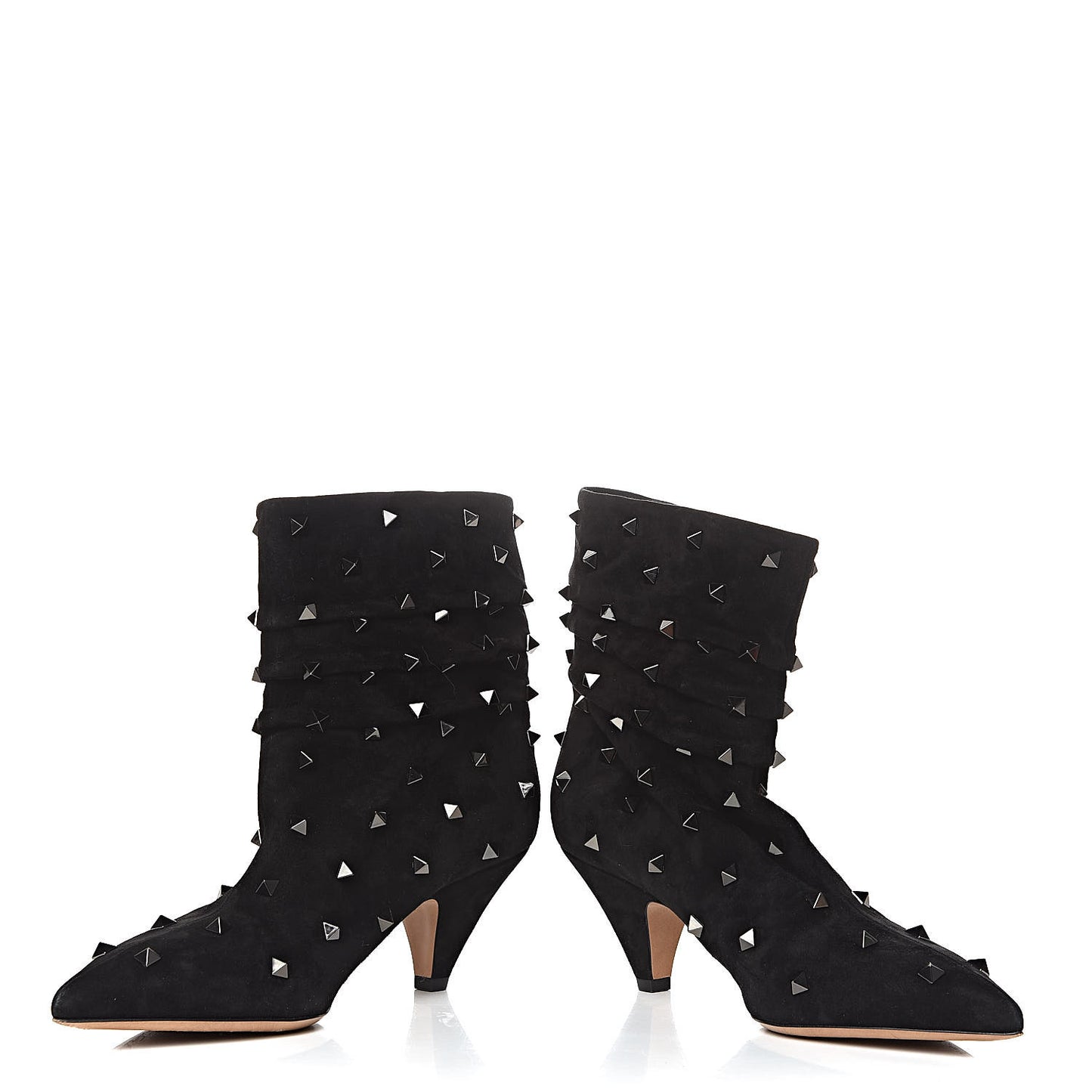 Suede Rockstud Scrunch Ankle Booties 39 Black