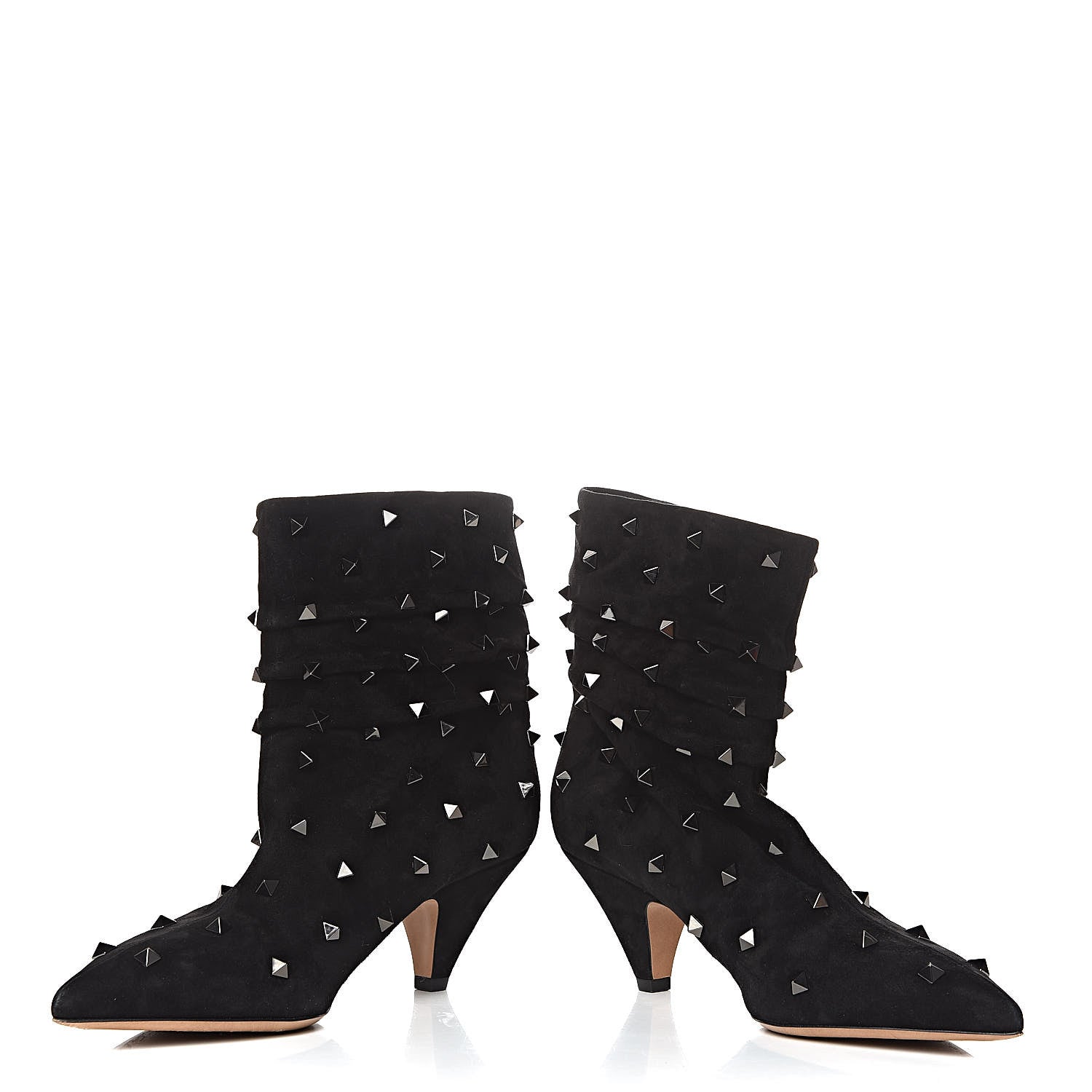 Valentino Garavani Suede Rockstud Scrunch Ankle Booties 39 Black 12 of 12