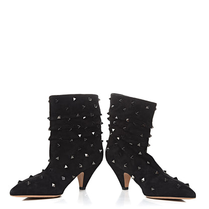 Valentino Garavani Suede Rockstud Scrunch Ankle Booties 39 Black 12 of 12