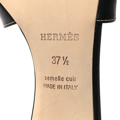 Hermes Calfskin Oasis Sandals 37.5 Black 7 of 9