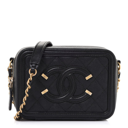 Chanel Caviar Quilted CC Filigree Vanity Clutch With Chain Black 1 of 11