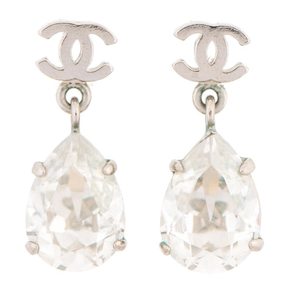 Chanel Crystal CC Drop Earrings Silver 1 of 3