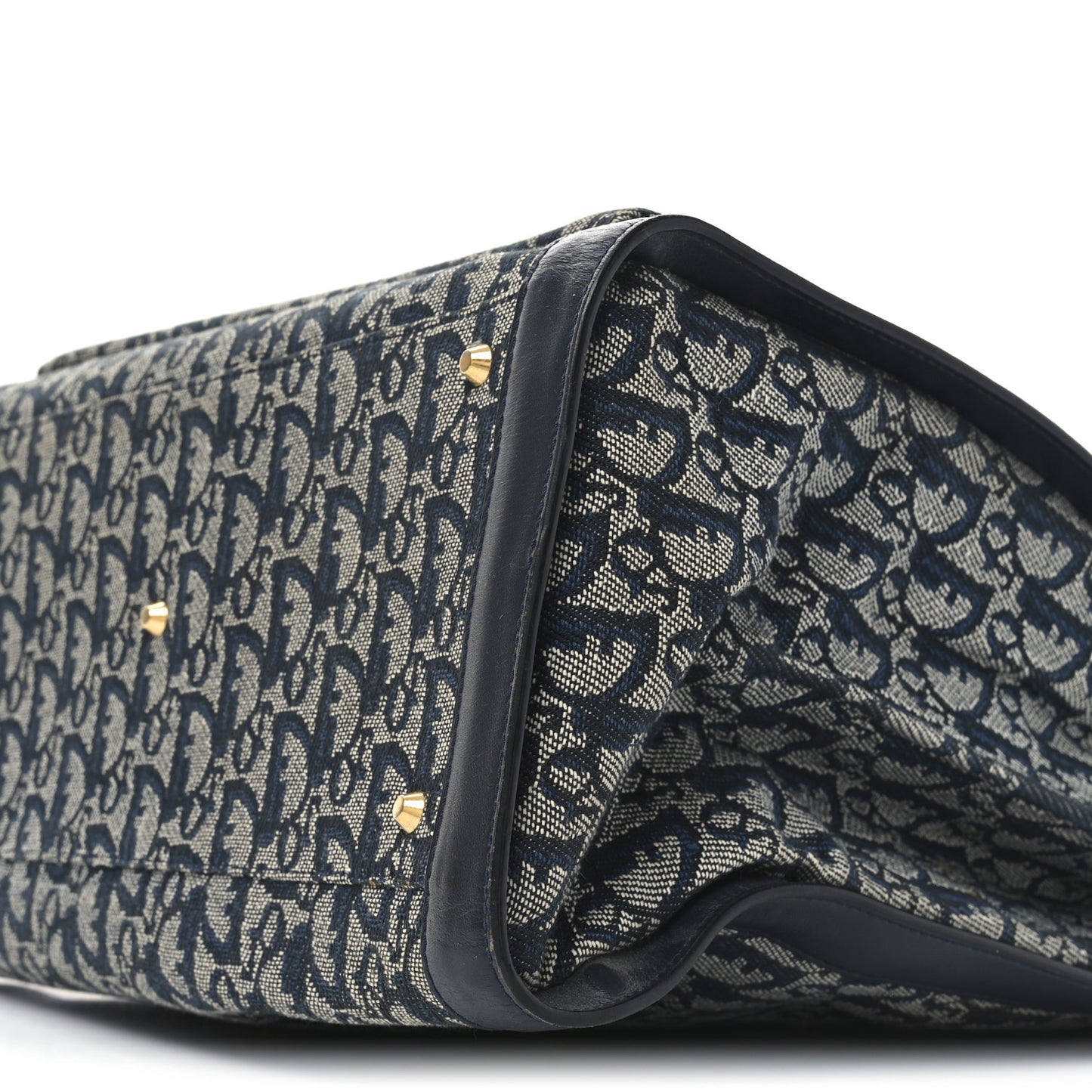 Monogram Calfskin Pocket Tote Navy Blue