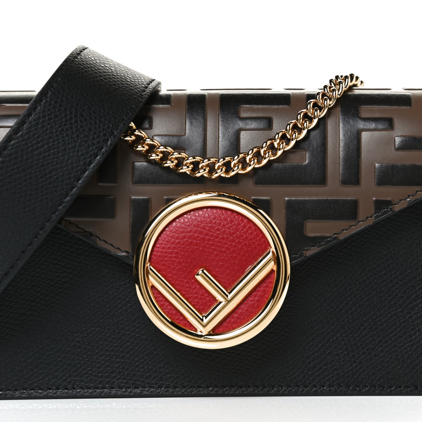Vitello Cruise F is Fendi Bi-Color FF 1974 Embossed Envelope Belt Bag Maya Black