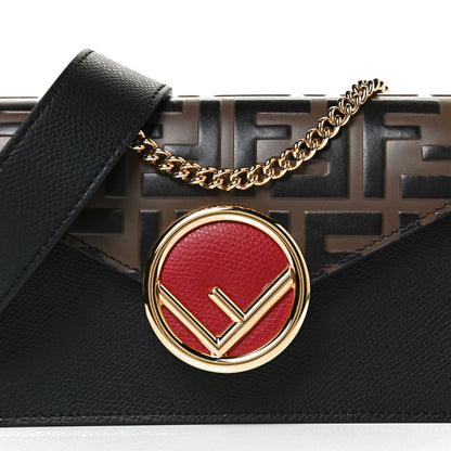 Fendi Vitello Cruise F is Fendi Bi-Color FF 1974 Embossed Envelope Belt Bag Maya Black 8 of 10