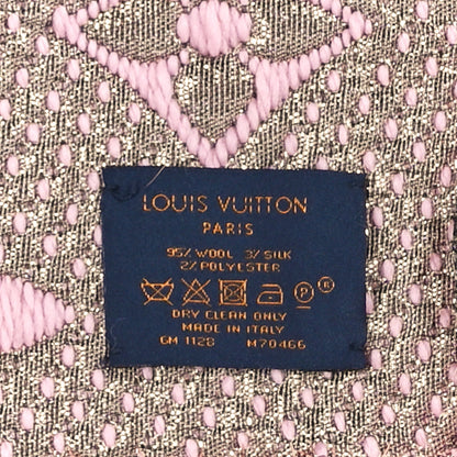 Louis Vuitton Wool Silk Logomania Shine Scarf Pink 3 of 3