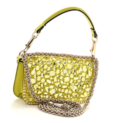 Valentino Garavani Crystal Nappa Enamel Vlogo Small Loco Shoulder Bag Lemon Cedar 3 of 9