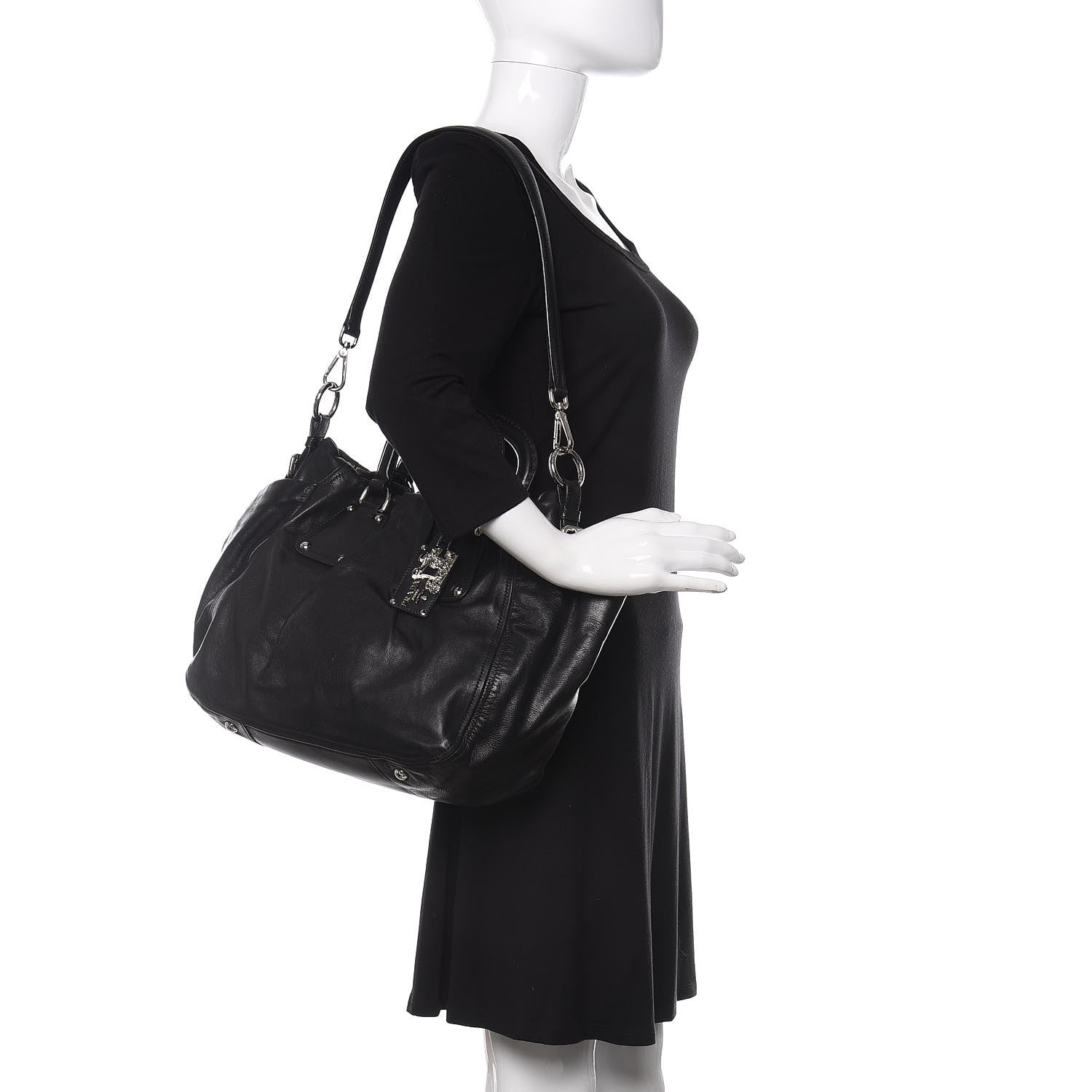 Prada Soft Calf Shoulder Bag Black 2 of 14