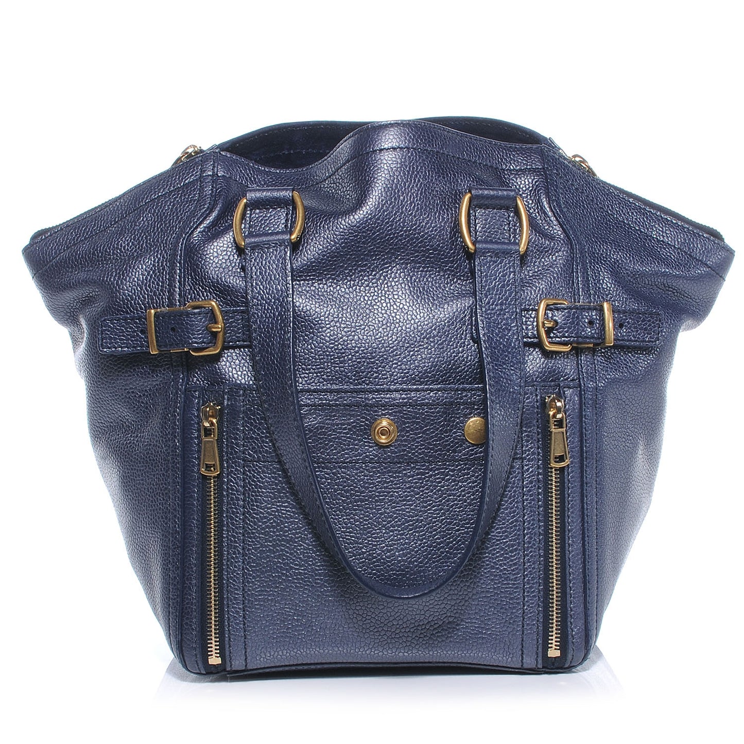 Leather Small Downtown Metallic Navy