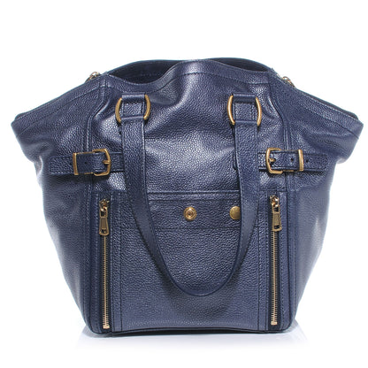 Saint Laurent Leather Small Downtown Metallic Navy 1 of 7