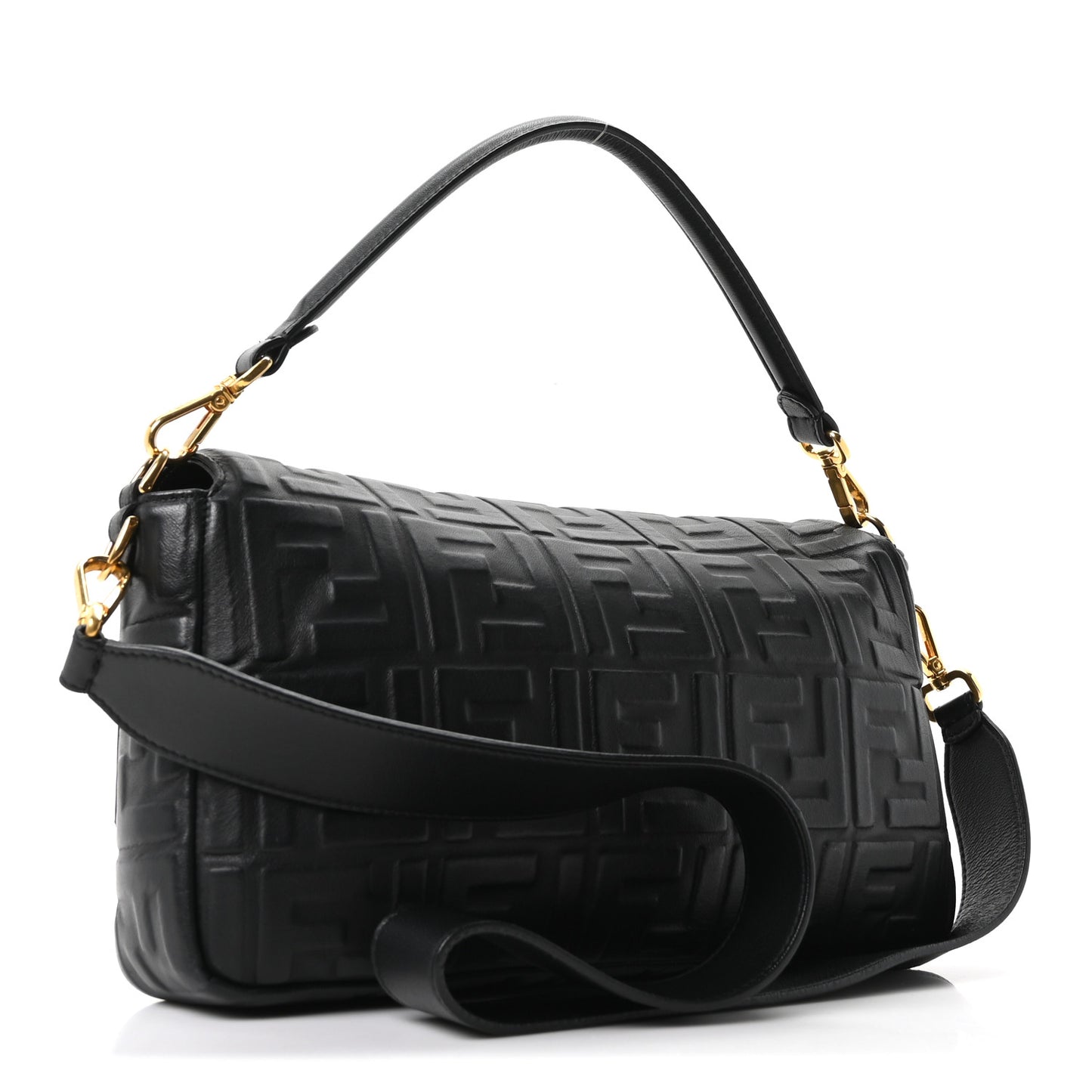 Nappa FF 1974 Embossed Large Baguette Black