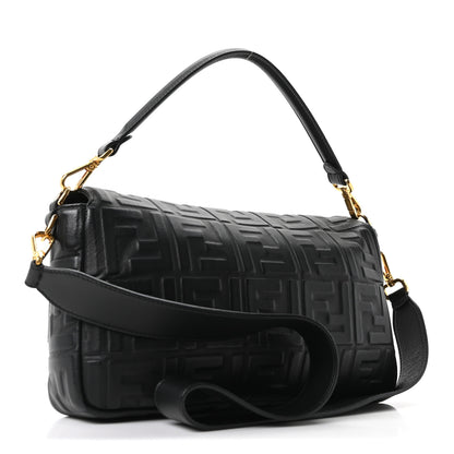 Fendi Nappa FF 1974 Embossed Large Baguette Black 3 of 10