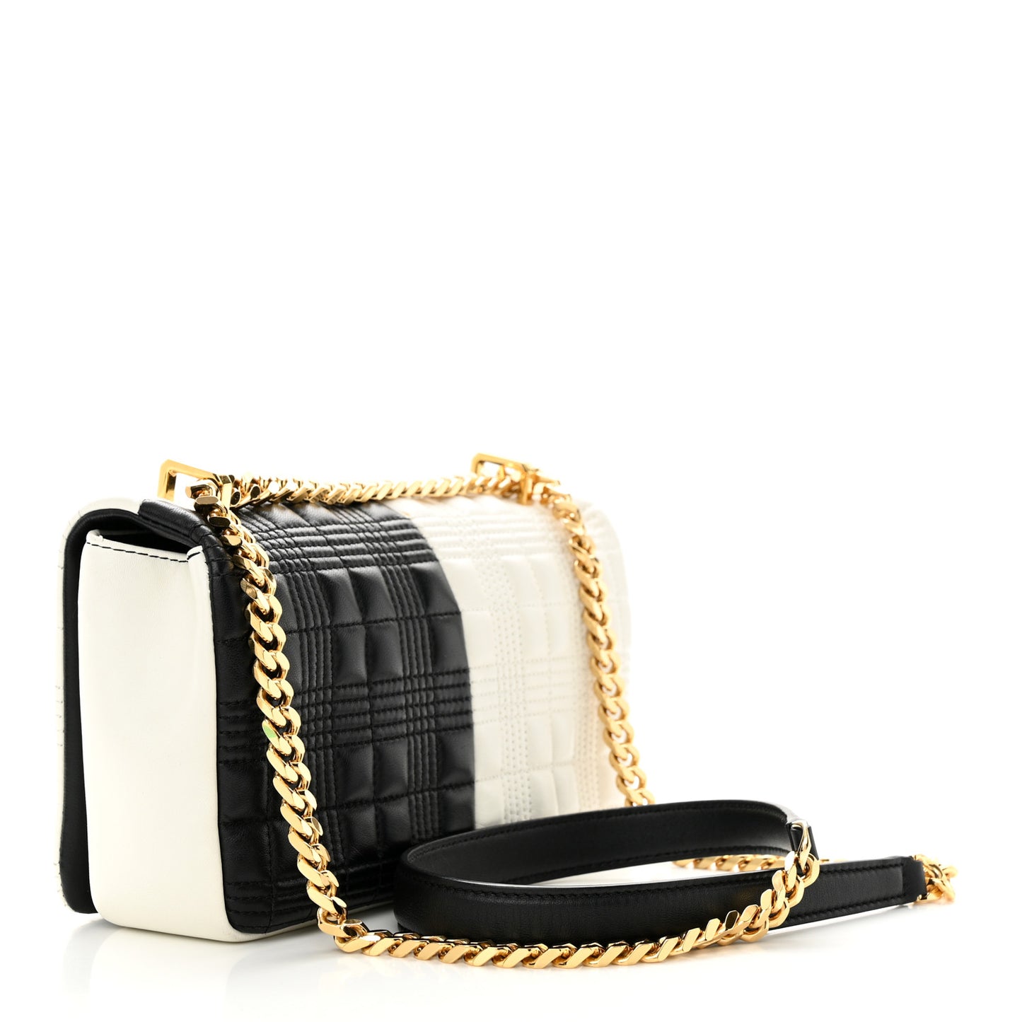 Lambskin Quilted Small Lola Bag White Black