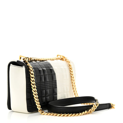 Burberry Lambskin Quilted Small Lola Bag White Black 3 of 12