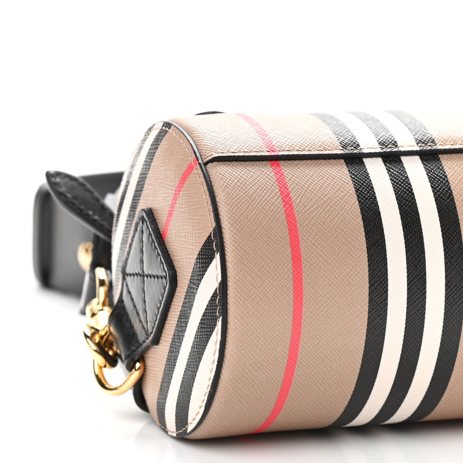 Burberry E-Canvas Calfskin Stripe Icon Barrel Bag Archive Beige 9 of 10