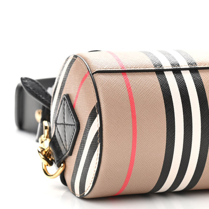 Burberry E-Canvas Calfskin Stripe Icon Barrel Bag Archive Beige 9 of 10