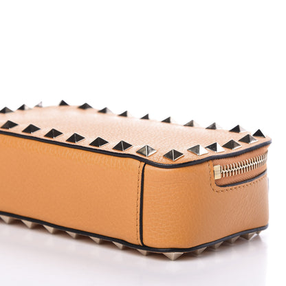 Valentino Garavani Pebbled Calfskin Rockstud Slip Handle Wristlet Zip Clutch Orange 6 of 9