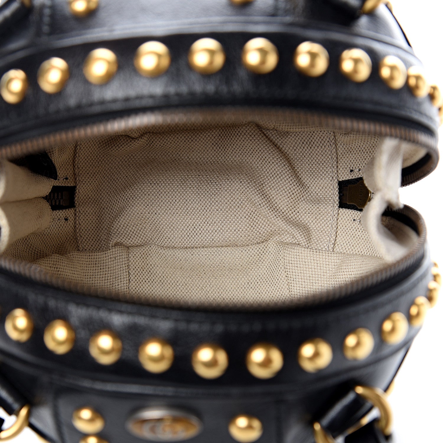Gucci Calfskin Studded Mini Tifosa Baseball Shaped Shoulder Bag Black 4 of 9