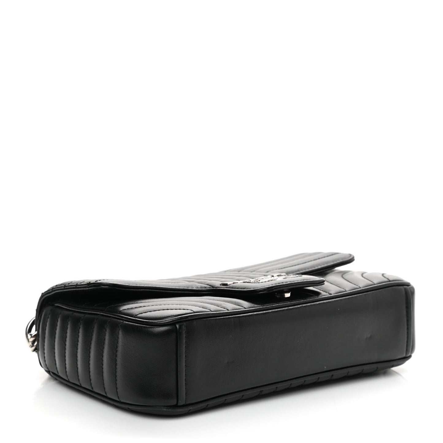 Soft Calfskin Impunture Diagramme Medium Chain Flap Shoulder Bag Black