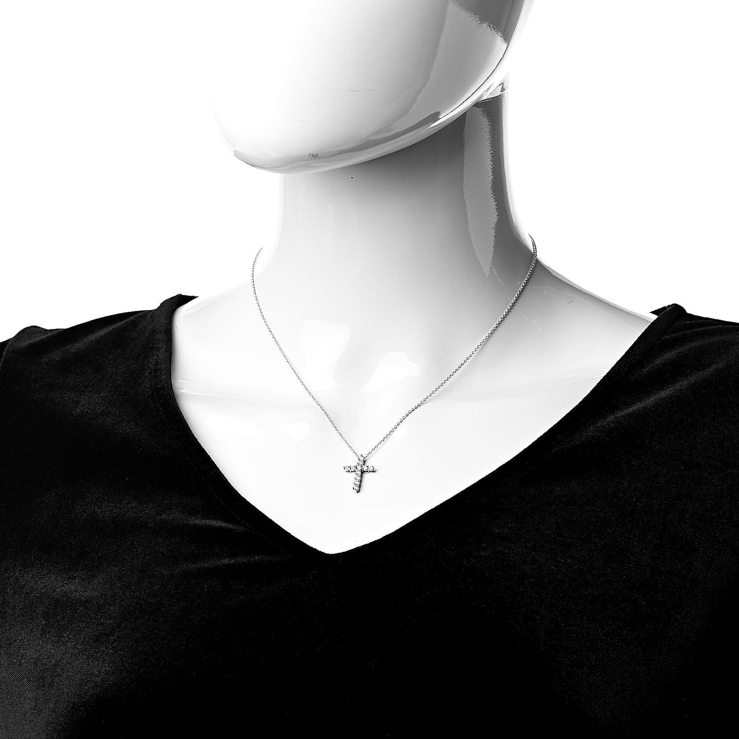 Platinum Diamond Small Cross Pendant Necklace