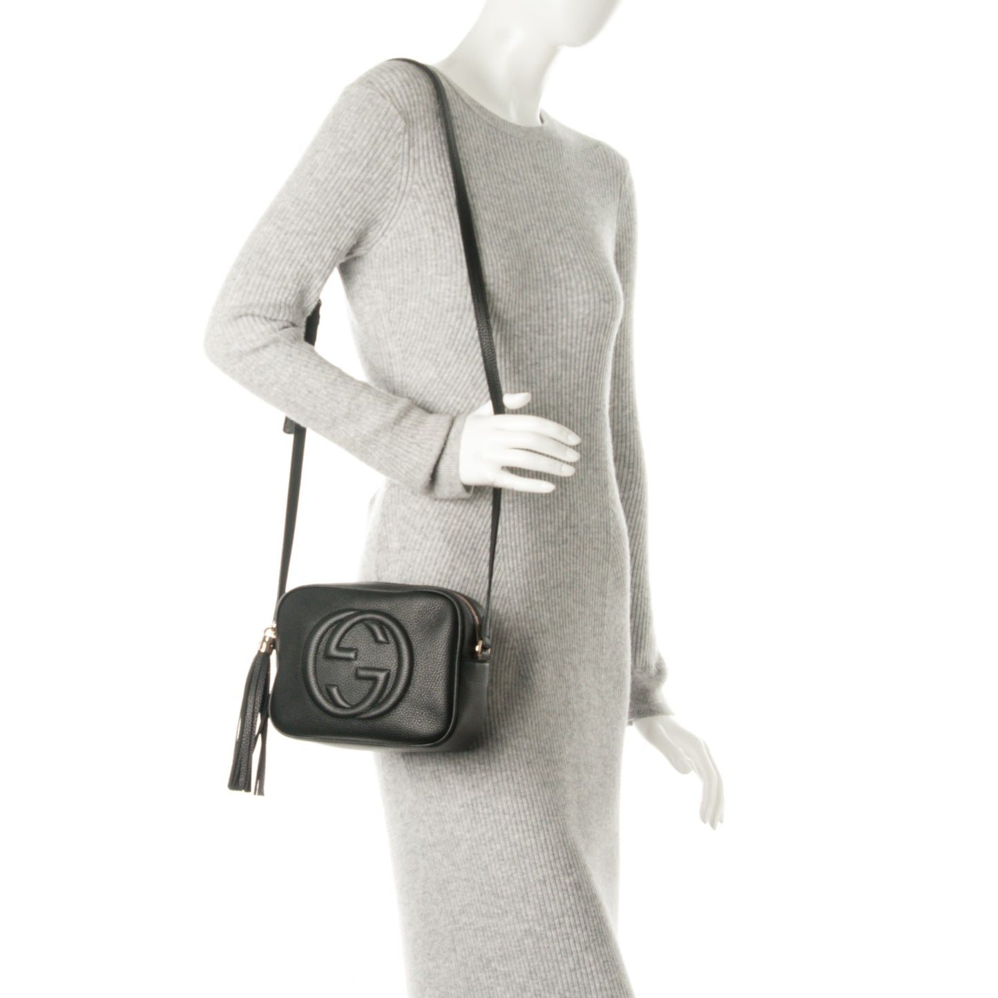 Pebbled Calfskin Small Soho Disco Bag Black
