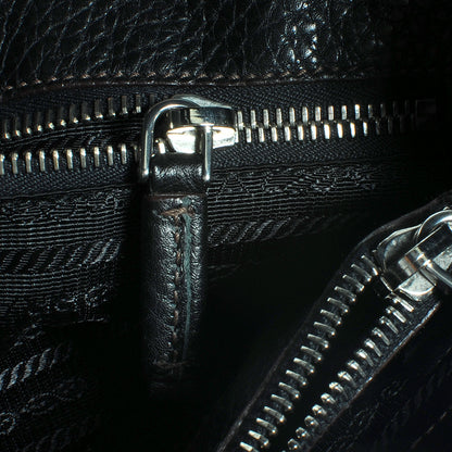 Prada Vitello Daino Logo Shoulder Bag Black 10 of 10