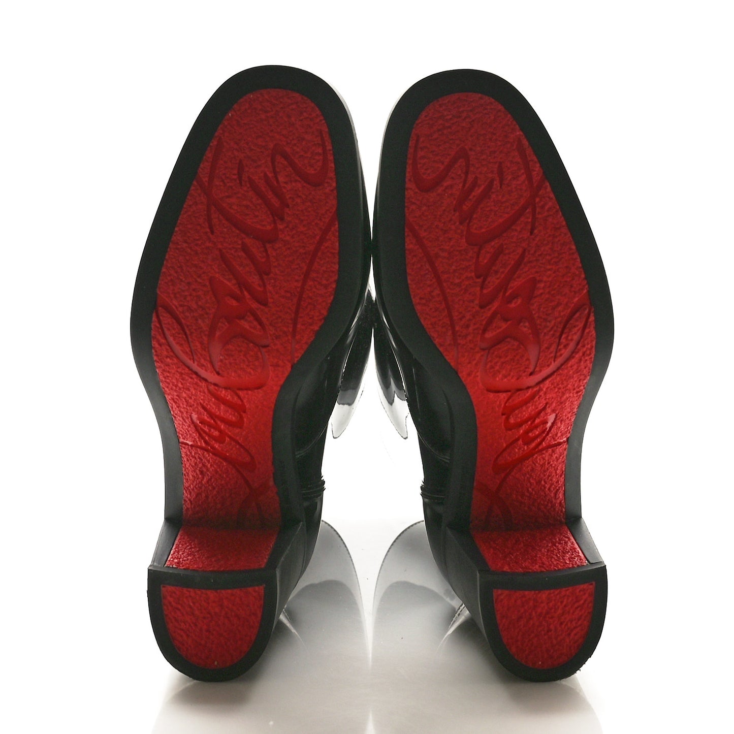 Recycled PVC Calfskin Loubirain 70 Boots 38 Black