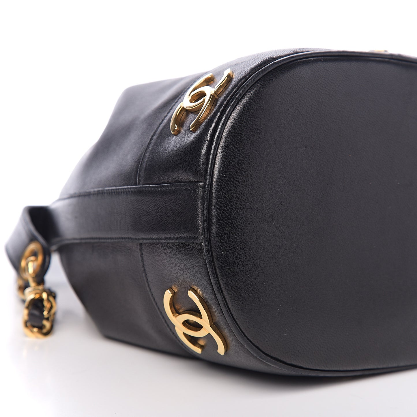 Lambskin CC Drawstring Shoulder Bag Black