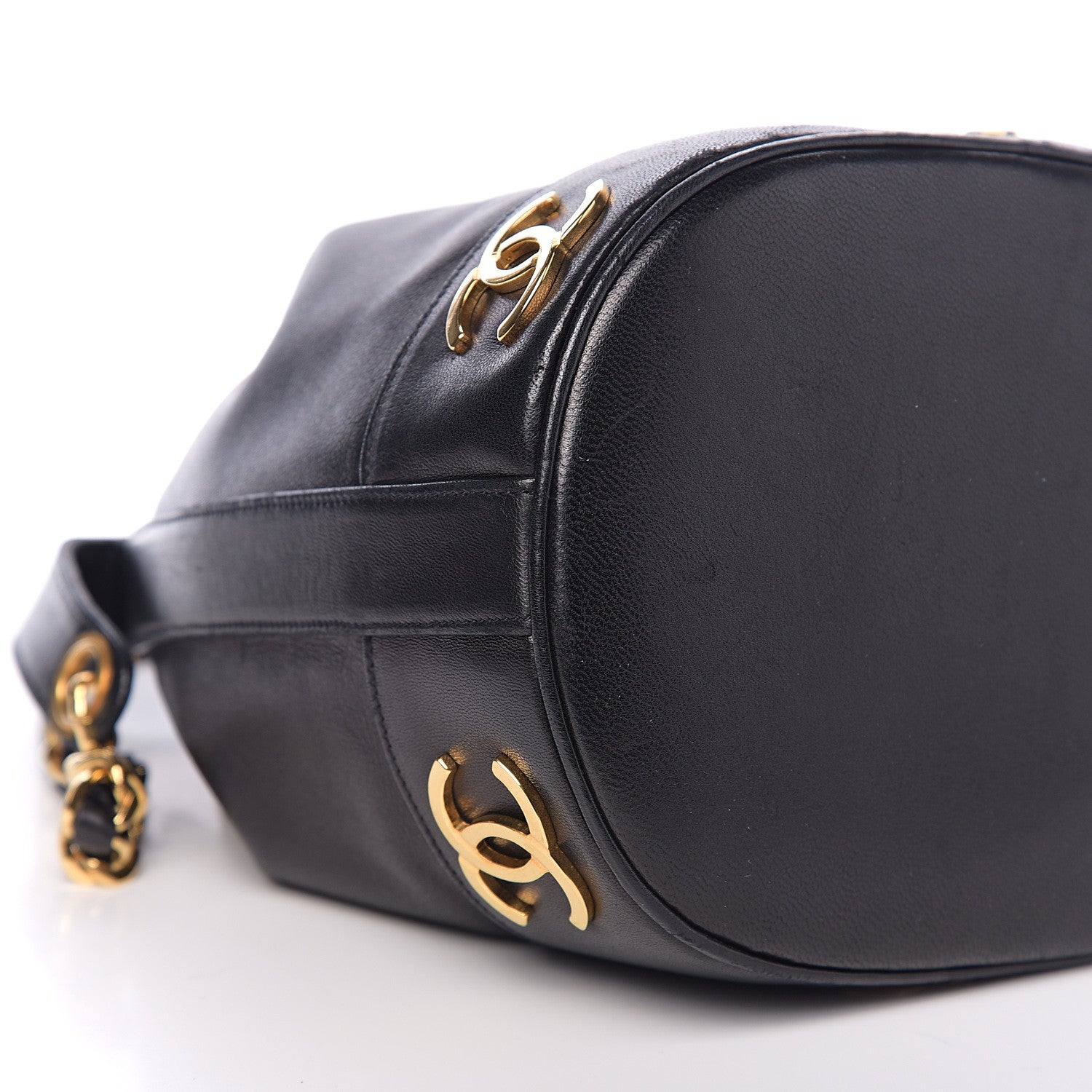 Chanel Lambskin CC Drawstring Shoulder Bag Black 10 of 11