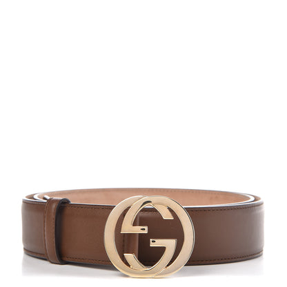 Gucci Calfskin Interlocking G 37mm Belt 100 40 Nut Brown 1 of 8