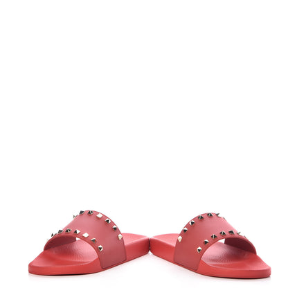 Valentino Garavani Rubber Rockstud Slide Sandals 41 Rosso Valentino 5 of 9