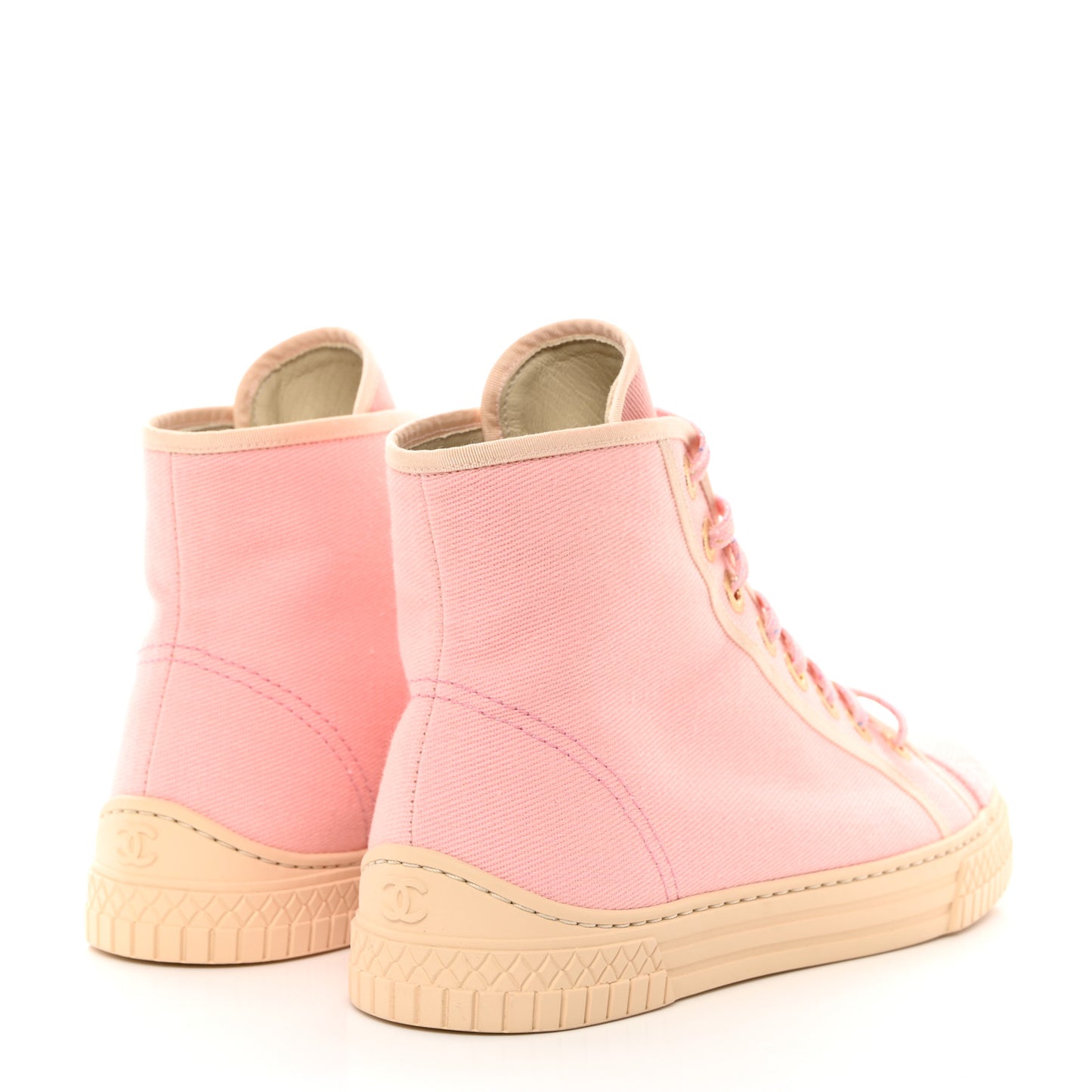 Tweed Canvas High Top Sneakers 38 Pink
