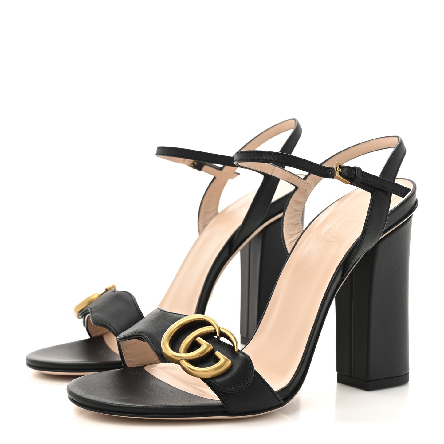 Lifford Calfskin GG Marmont Ankle Wrap 105mm Sandals 37 Black