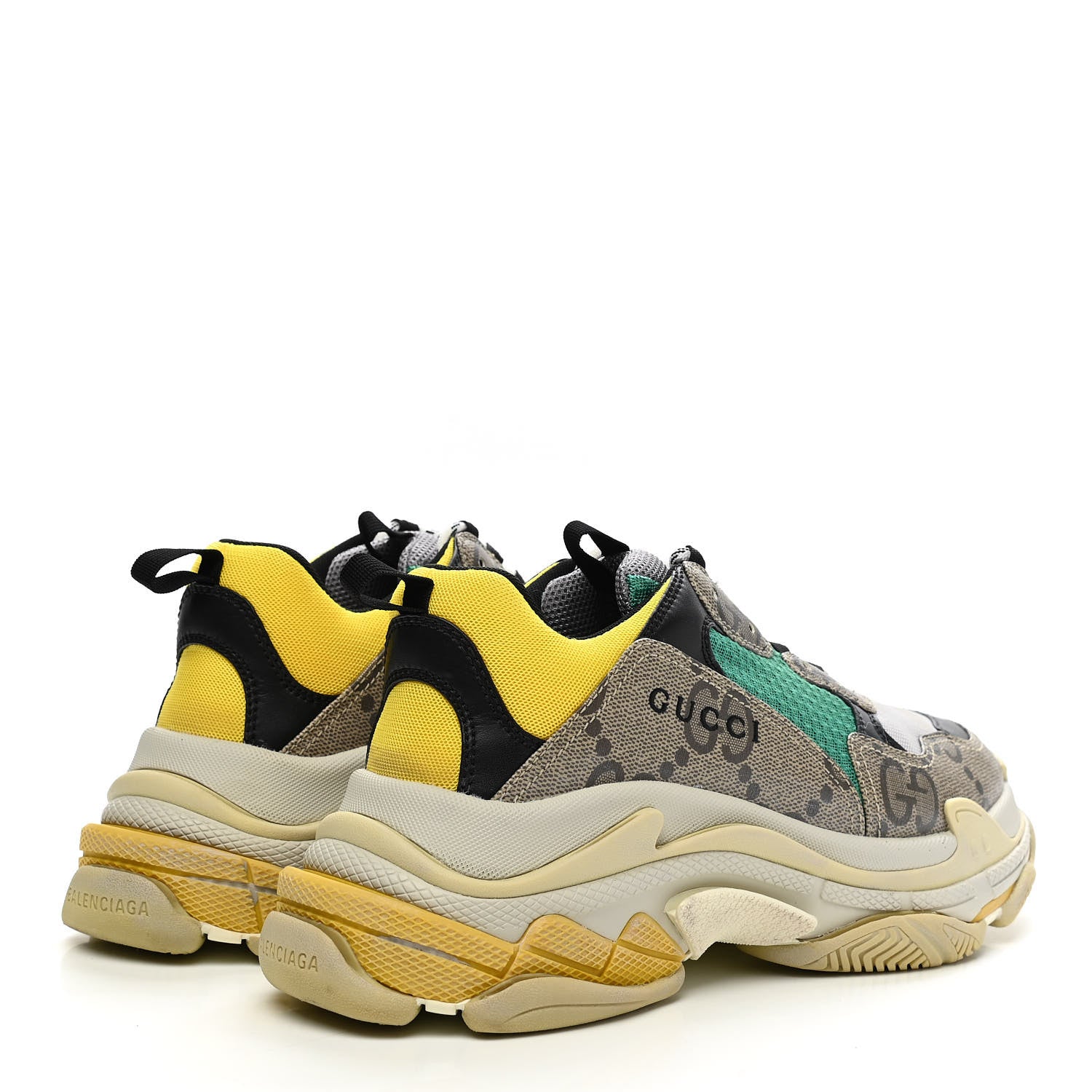 Balenciaga X GUCCI Maxi GG Supreme Monogram Mens Triple S Sneakers 42 Beige Ebony Black Green 4 of 10
