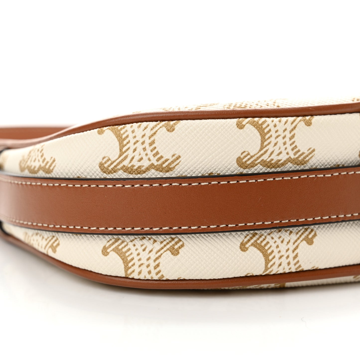 Canvas Calfskin Mini Ava Triomphe Shoulder Bag White