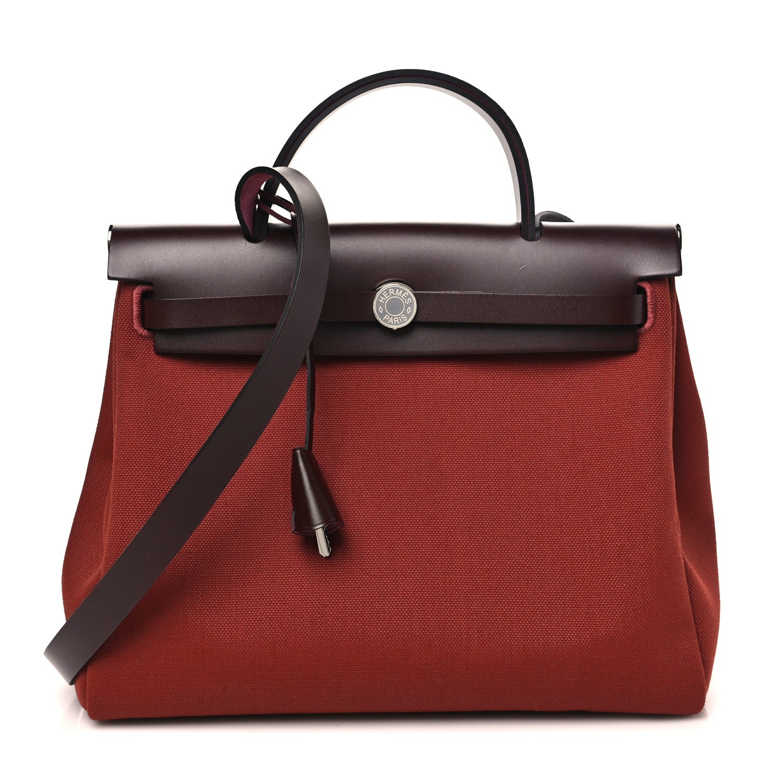 Hermes Military Toile Vache Hunter Herbag Zip Retourne 31 PM Rouge H Ebene 1 of 10