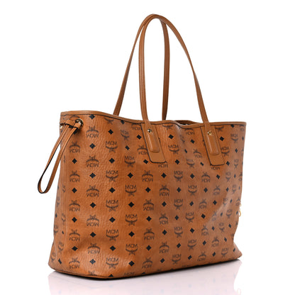 MCM Visetos Large Liz Reversible Shopper Tote Cognac 4 of 14