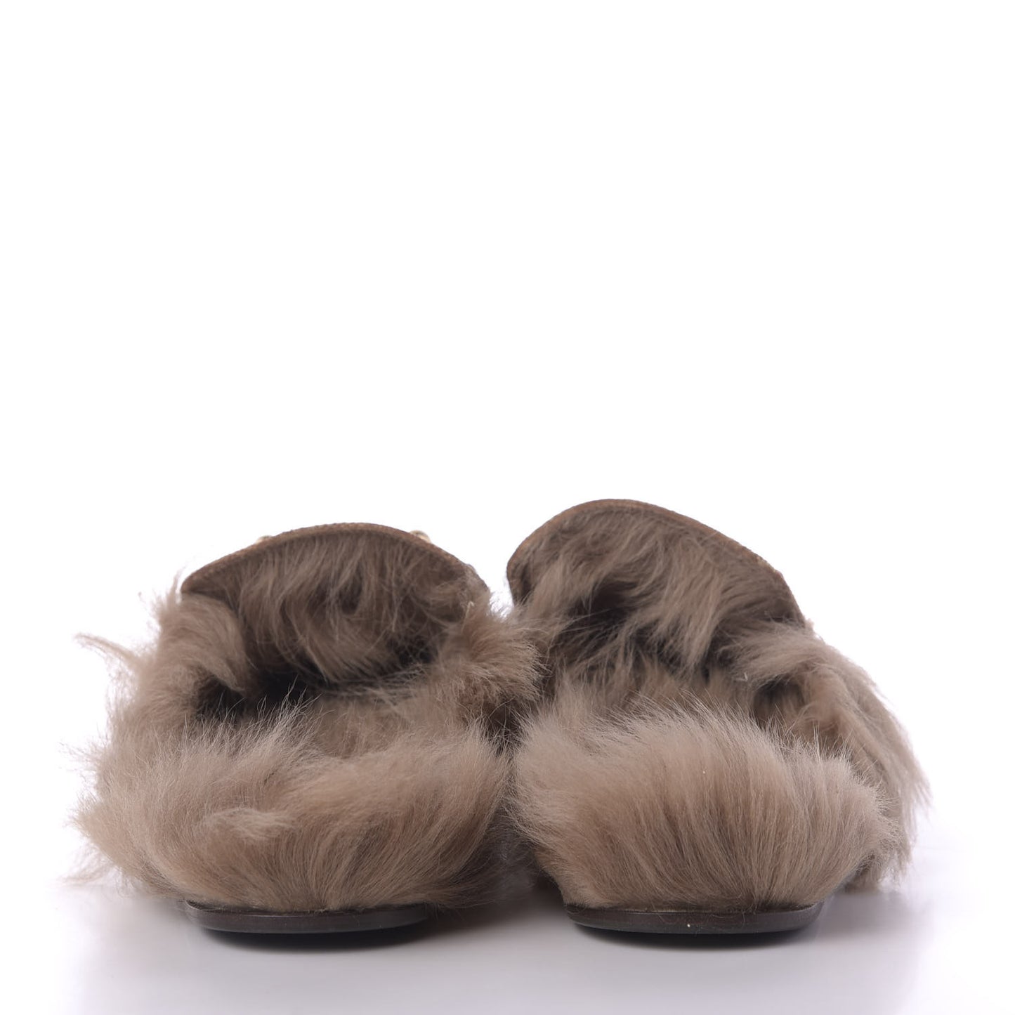 GG Monogram Fur Mens Princetown Slippers 9.5 Beige Ruggine Rust