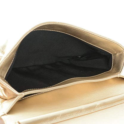 Chanel Metallalized Calfskin Quilted Retro Label Clutch Light Gold 5 of 7