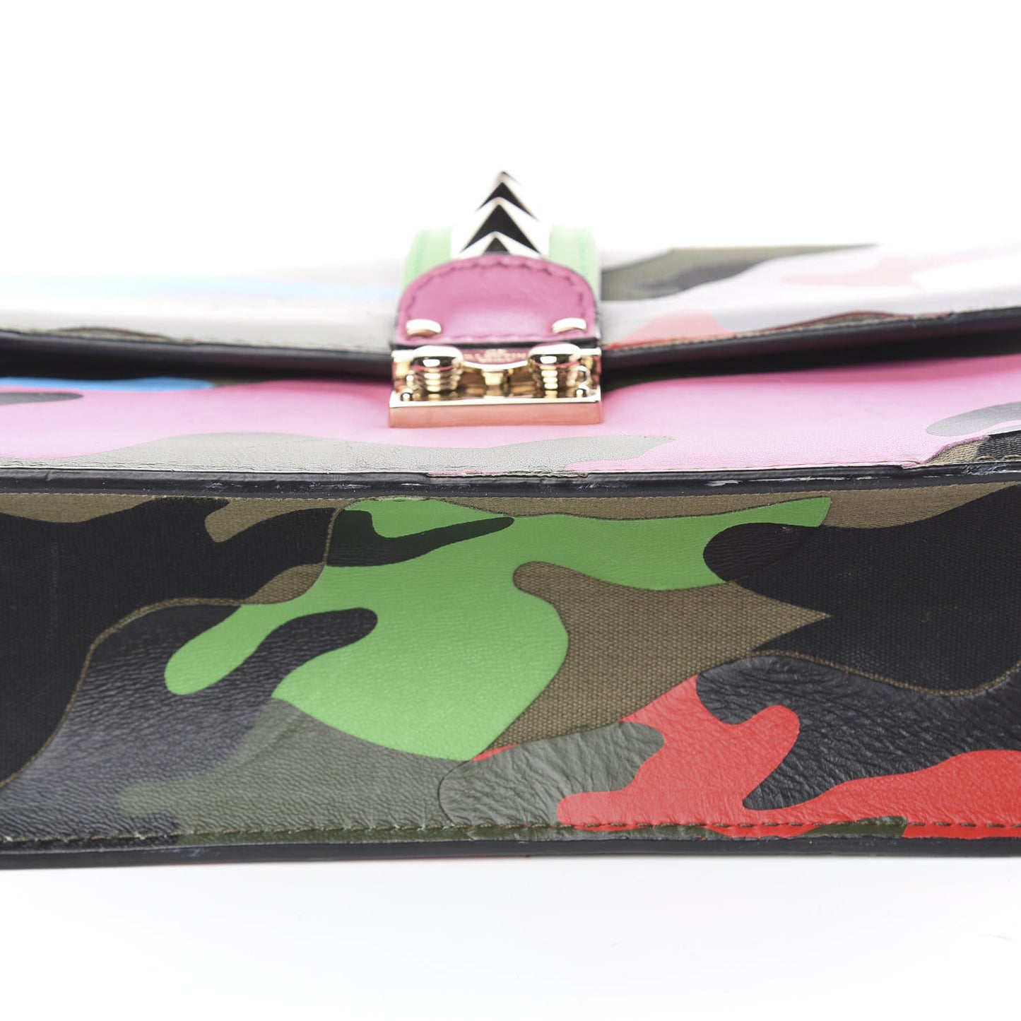 Nappa Canvas Camouflage Medium Glam Lock Rockstud Flap Multicolor