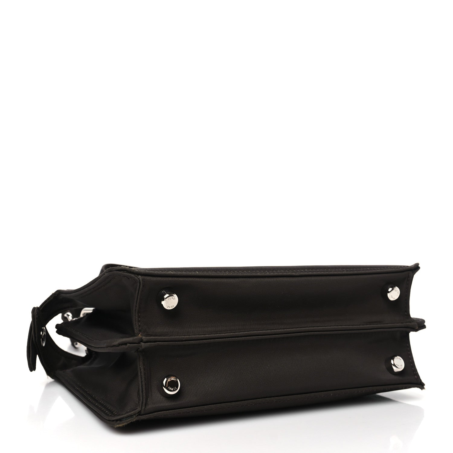 Fendi Nylon Vitello Cover Logo Embossed Mini Peekaboo I SEE U Satchel Ebano Sunflower 5 of 10
