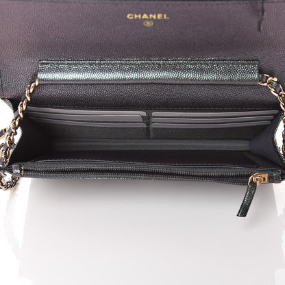 Chanel Iridescent Caviar Quilted Wallet On Chain WOC Black 5 of 10