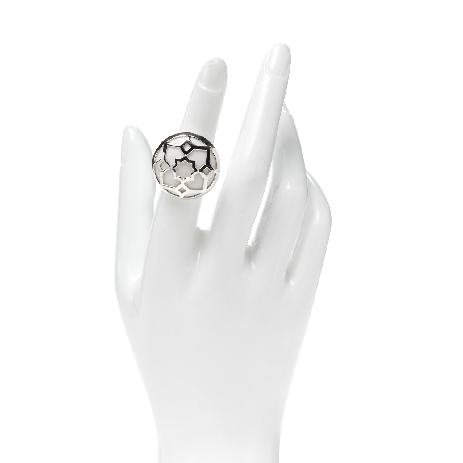 Tiffany Sterling Silver White Chalcedony Paloma Picasso Zellige Medallion Ring 50 5.25 2 of 6