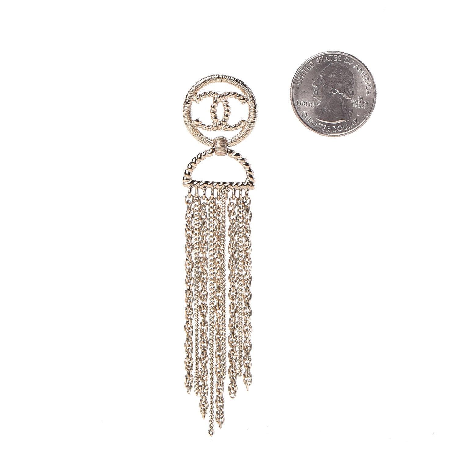 Chanel CC Chain Tassel Drop Earrings Light Gold 2 of 6